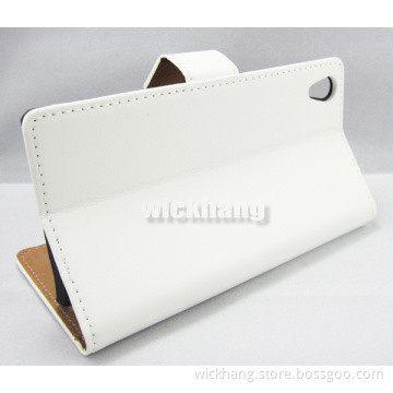 Genuine Real Leather Flip Wallet Case with Stand for Sony Xperia Z2 (P-CSON008)